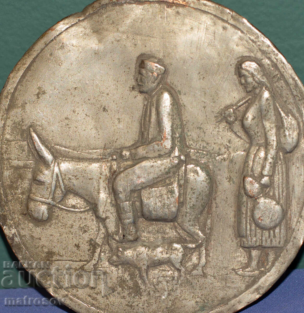 Licitație Vechi placă de cupru scenă pastorală Licitație Vechi placă de cupru scenă pastorală