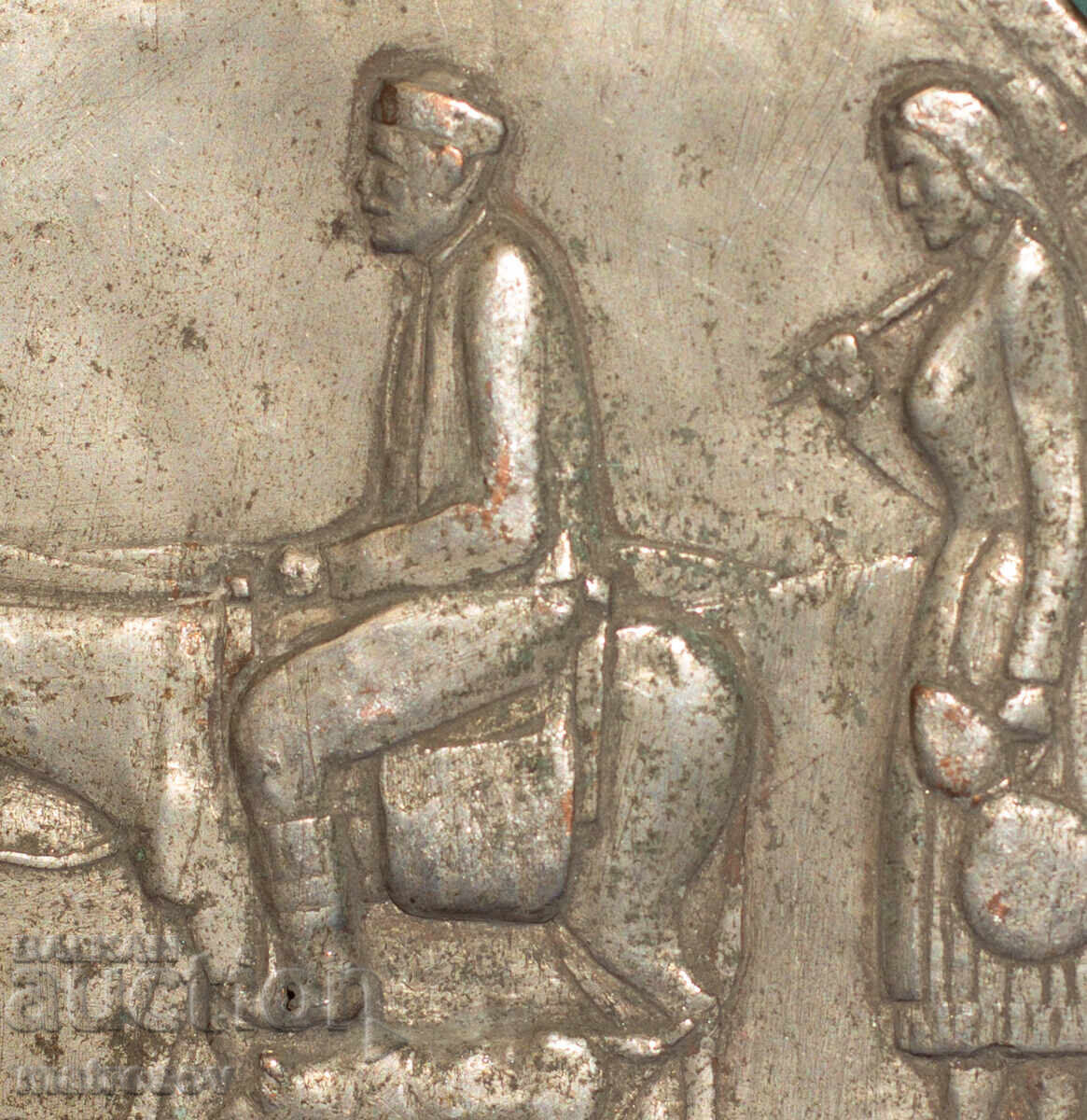 Vechi placă de cupru scenă pastorală - 5 Vechi placă de cupru scenă pastorală - 5