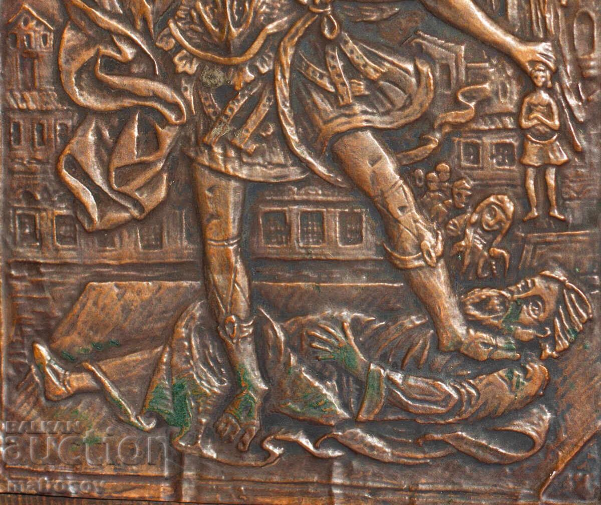 Old copper plaque icon St. Archangel Michael - 7