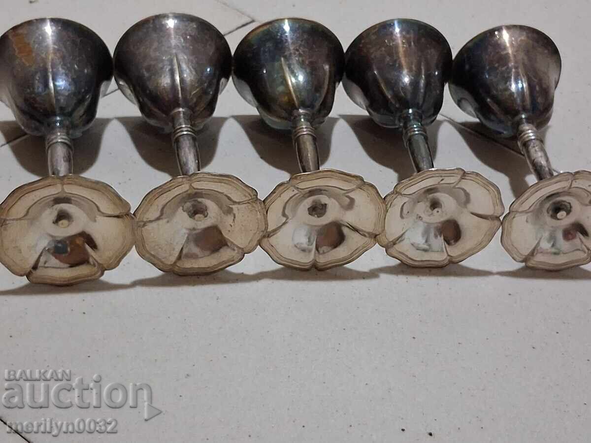 5 τεμάχια ποτήρια απεριτίφ παχιά επιχρυσωμένα σετ ποτηριών - 7