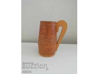 Wooden cup with ornaments, mug