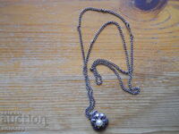 Lanț și pandantiv din argint vechi cu perlă