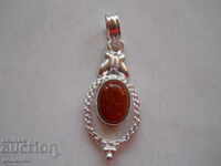 Medalină placată cu argint cu piatră de aur