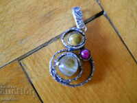 Medalion vechi de argint cu agate