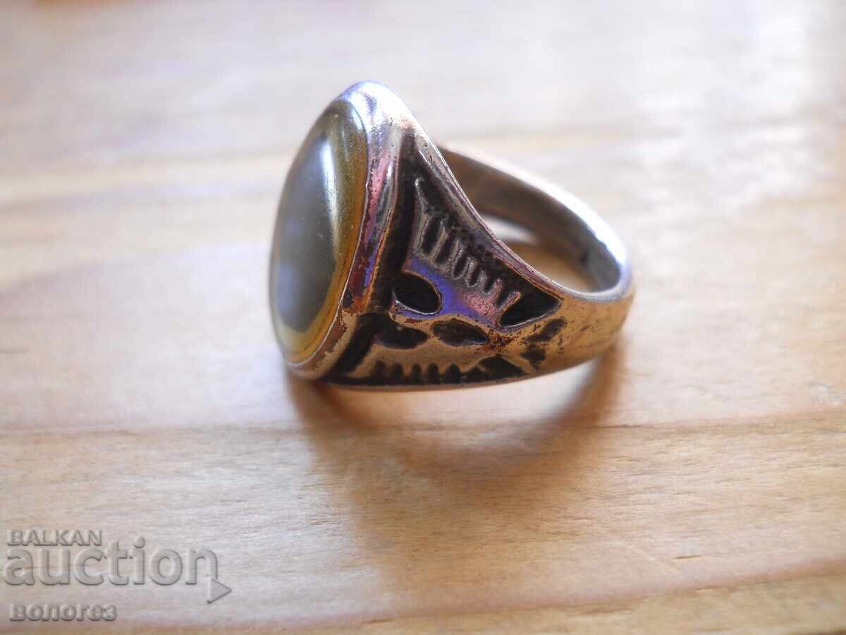 Licitație Inel placat cu argint antic cu piatra Licitație Inel placat cu argint antic cu piatra