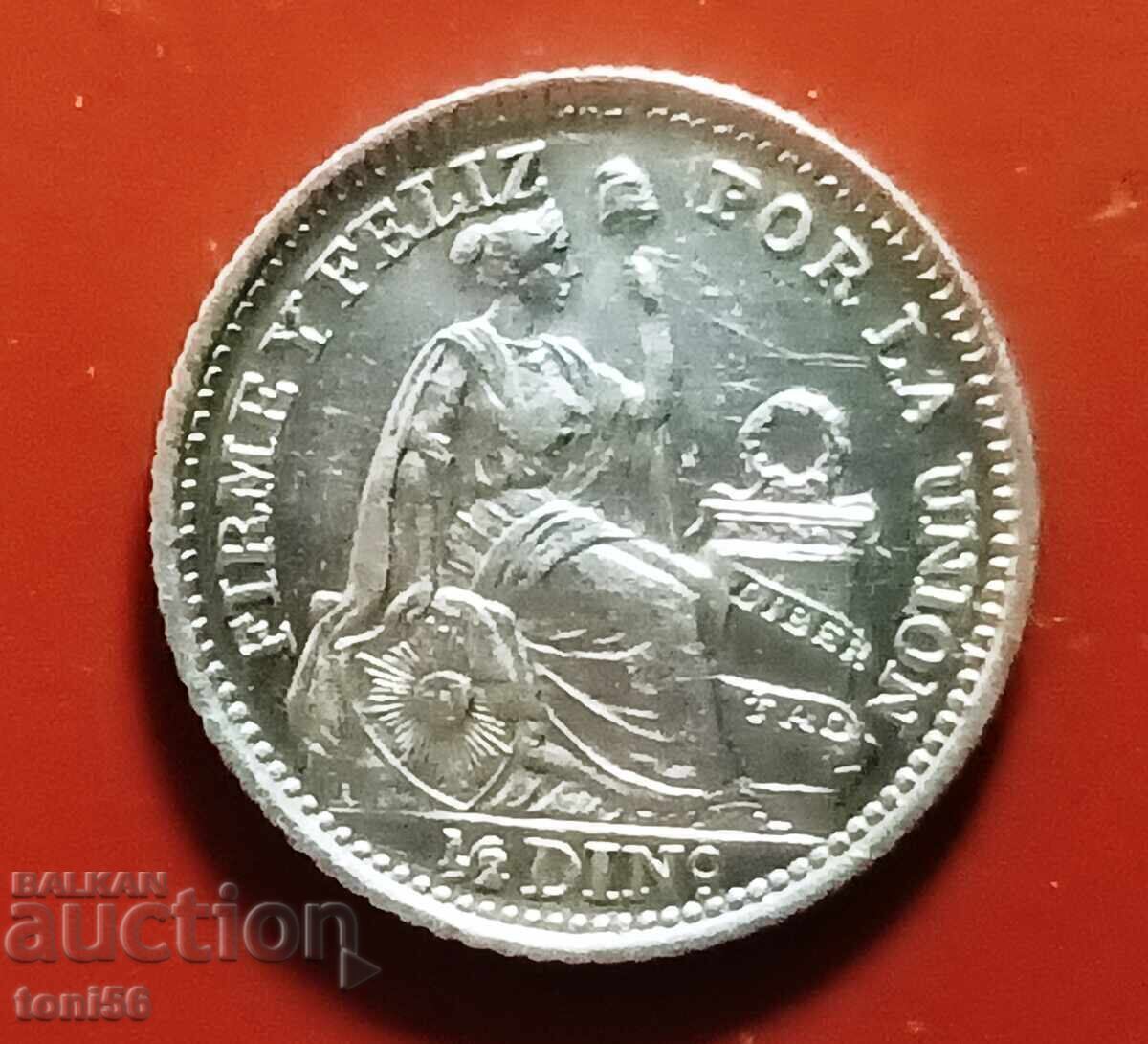 Peru 1/2 dinar 1917 UNC - argint