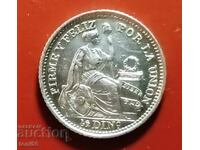 Peru 1/2 dinero 1917 UNC - Silver