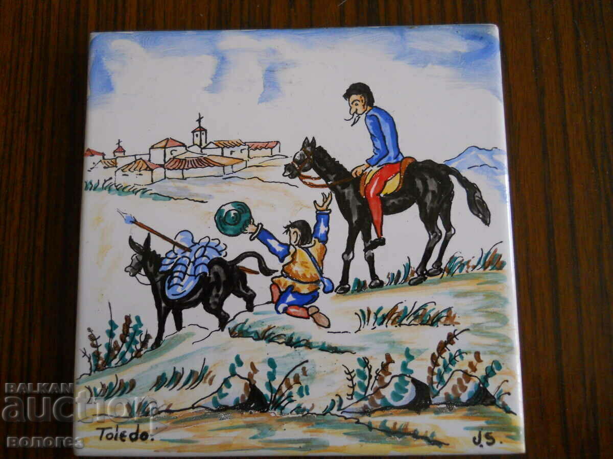 Hand-painted terracotta tile - panel (Spain)