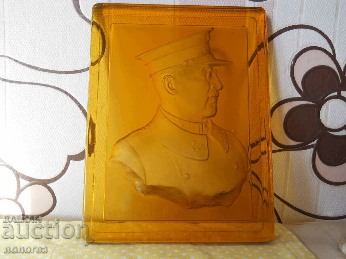 Crystal Relief Plaque "King Albert I" - Belgium