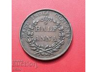 India - 1/2 anna 1835 - mn. frumos conservată