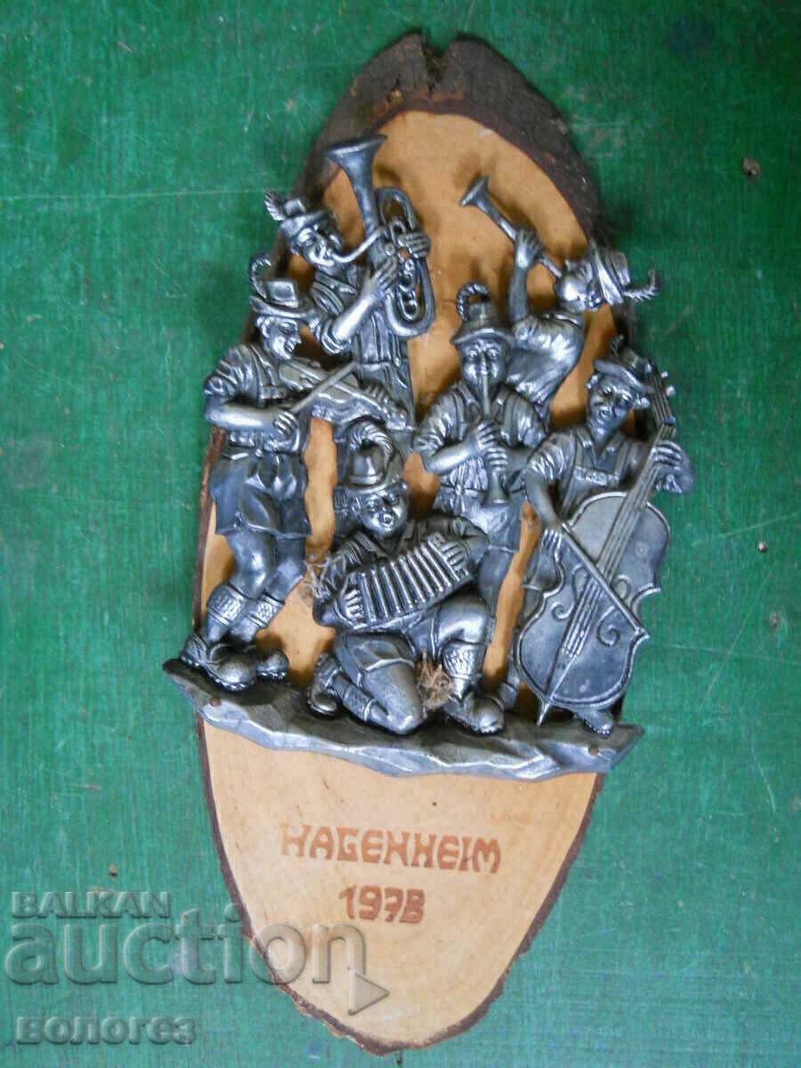 Musicians - Painted panel on wooden base - Germany