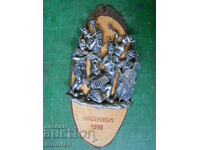 Musicians - Painted panel on wooden base - Germany