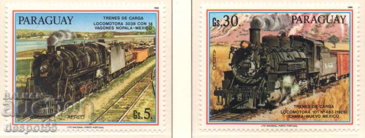 1986. Paraguay. Poștă aeriană - Locomotive pentru trenuri de marfă