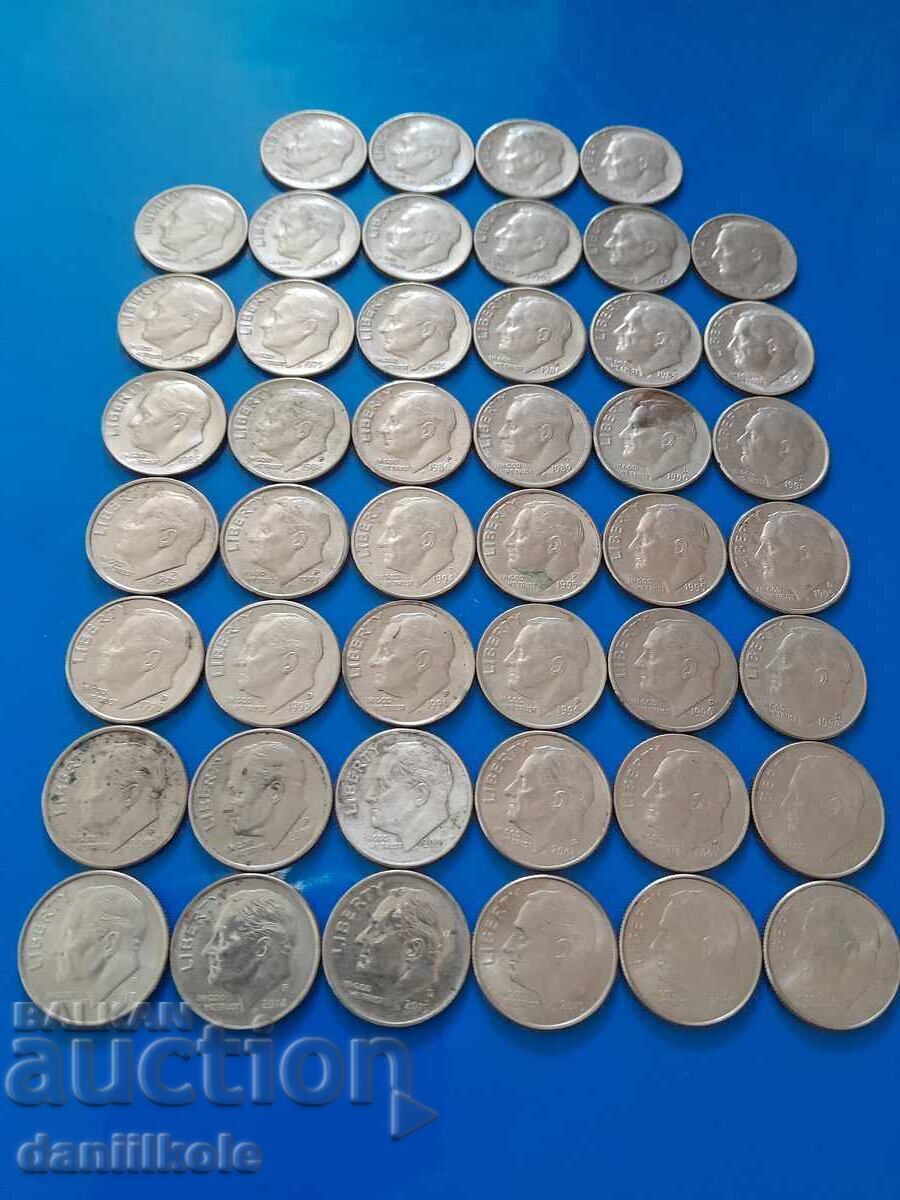 *$*Y*$* USA LOT OF 1 DIME 1966 - 2016 - EXCELLENT *$*Y*$*