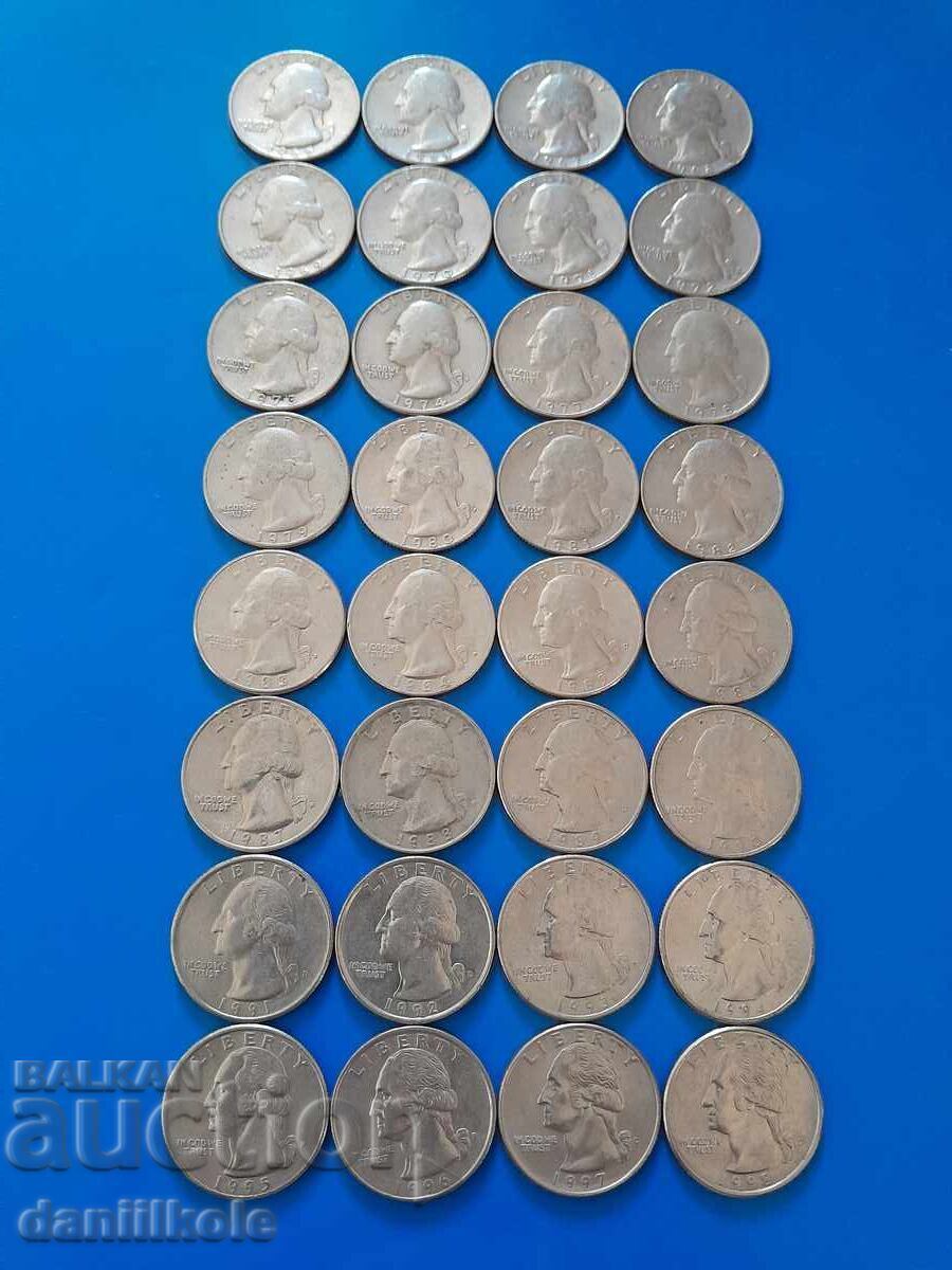 Delivery of *$*Y*$* USA LOT 1/4 QUARTER DOLLAR 1965-1998 - EXCELLENT *$*Y*$*