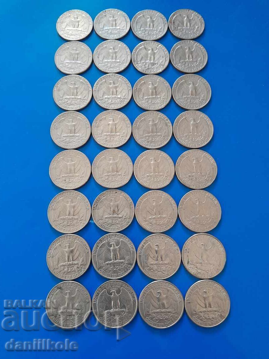 *$*Y*$* USA LOT 1/4 QUARTER DOLLAR 1965-1998 - EXCELLENT *$*Y*$* - 5