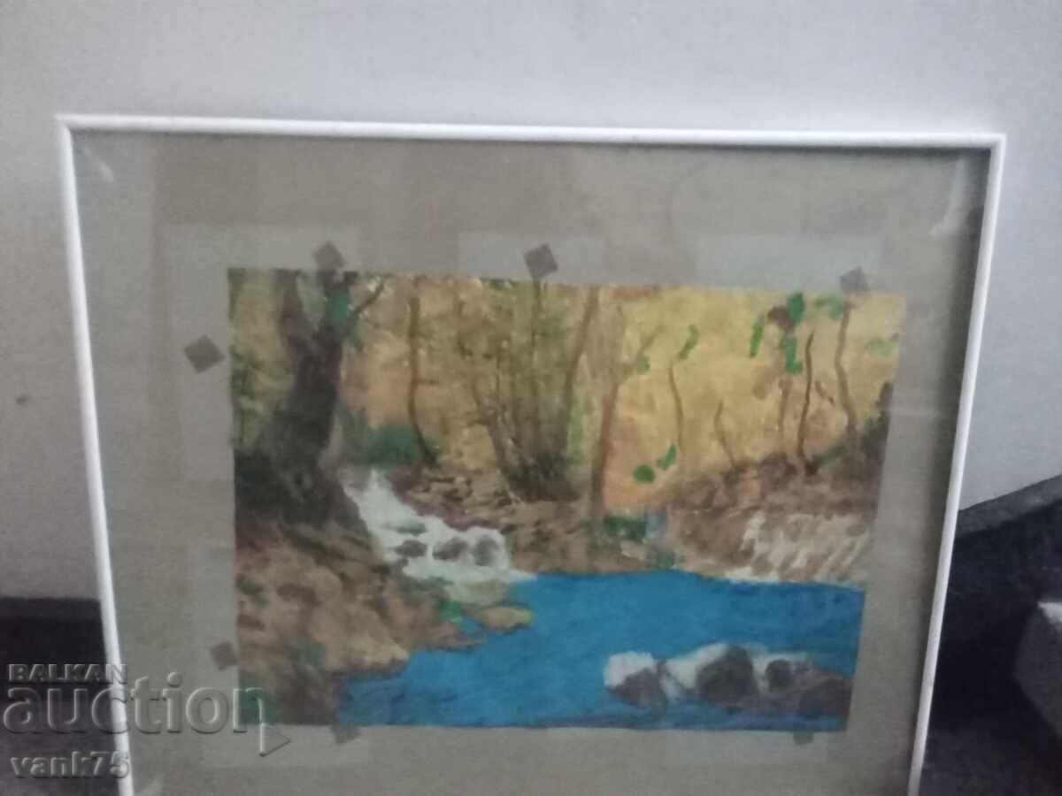 Аукцион Ръчно рисувана картина сс алуминиева рамка с стъкло и подаръ Аукцион Ръчно рисувана картина сс алуминиева рамка с стъкло и подаръ