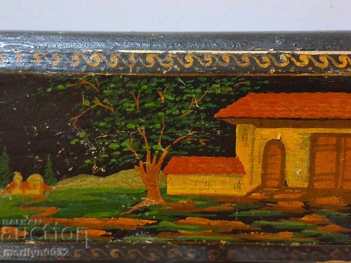 Auction  Wooden hand-painted jewelry box lacquer miniature