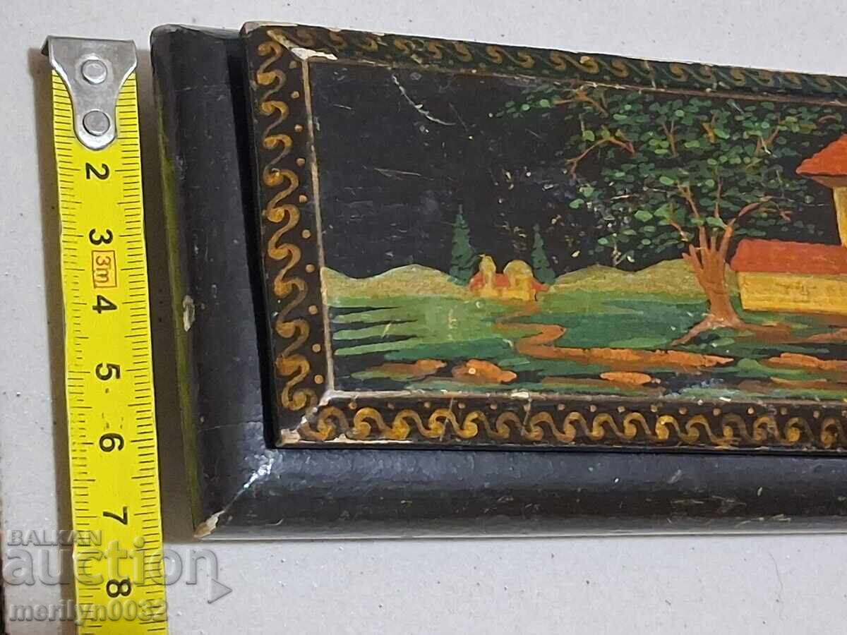 Wooden hand-painted jewelry box lacquer miniature - 7