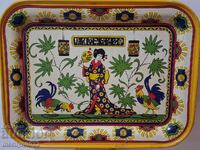 Σταχτένιο πιάτο με πολύχρωμη στάμπα γκέισας, δίσκος, πλατό, ταψί