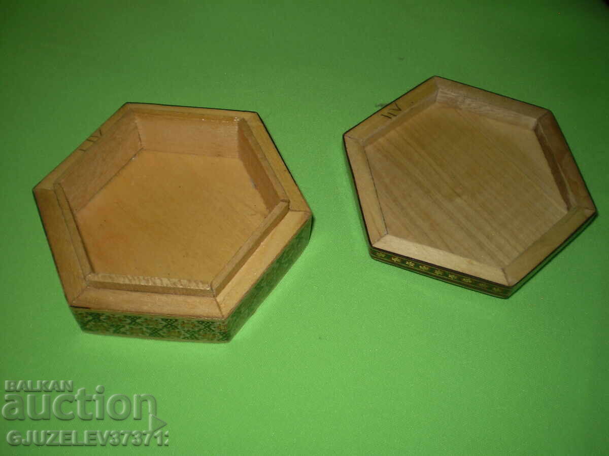 Asian wooden box, handmade hexagonal box - 5
