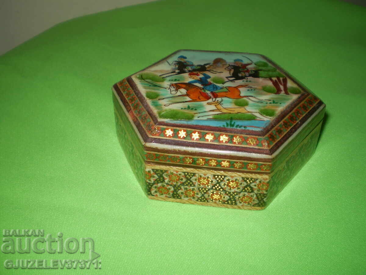 Asian wooden box, handmade hexagonal box - 6