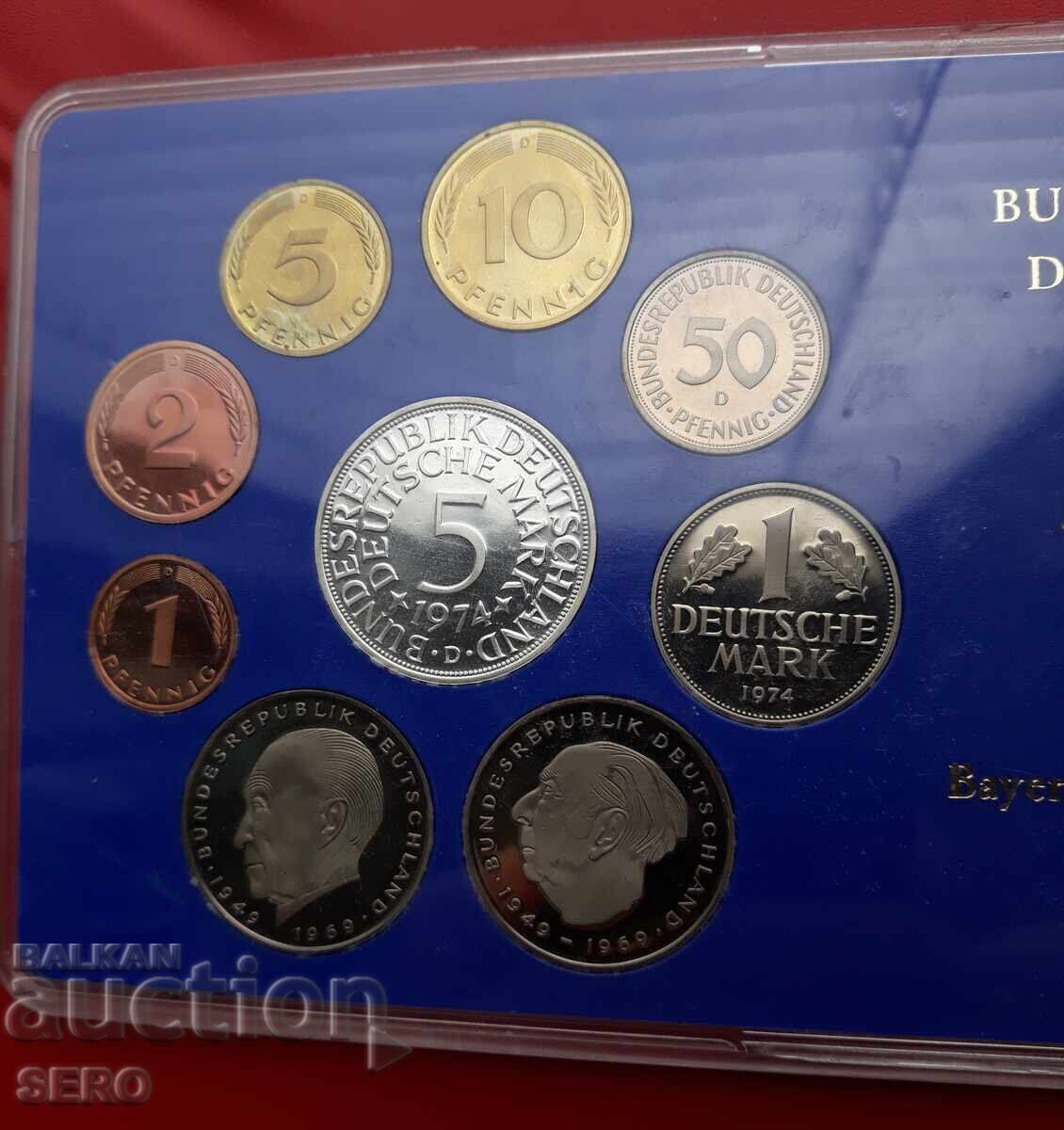 Germania - SET 1974 din 9 monede / 5 mărci 1974 argint cu preț 64.00 BGN | € 32.72