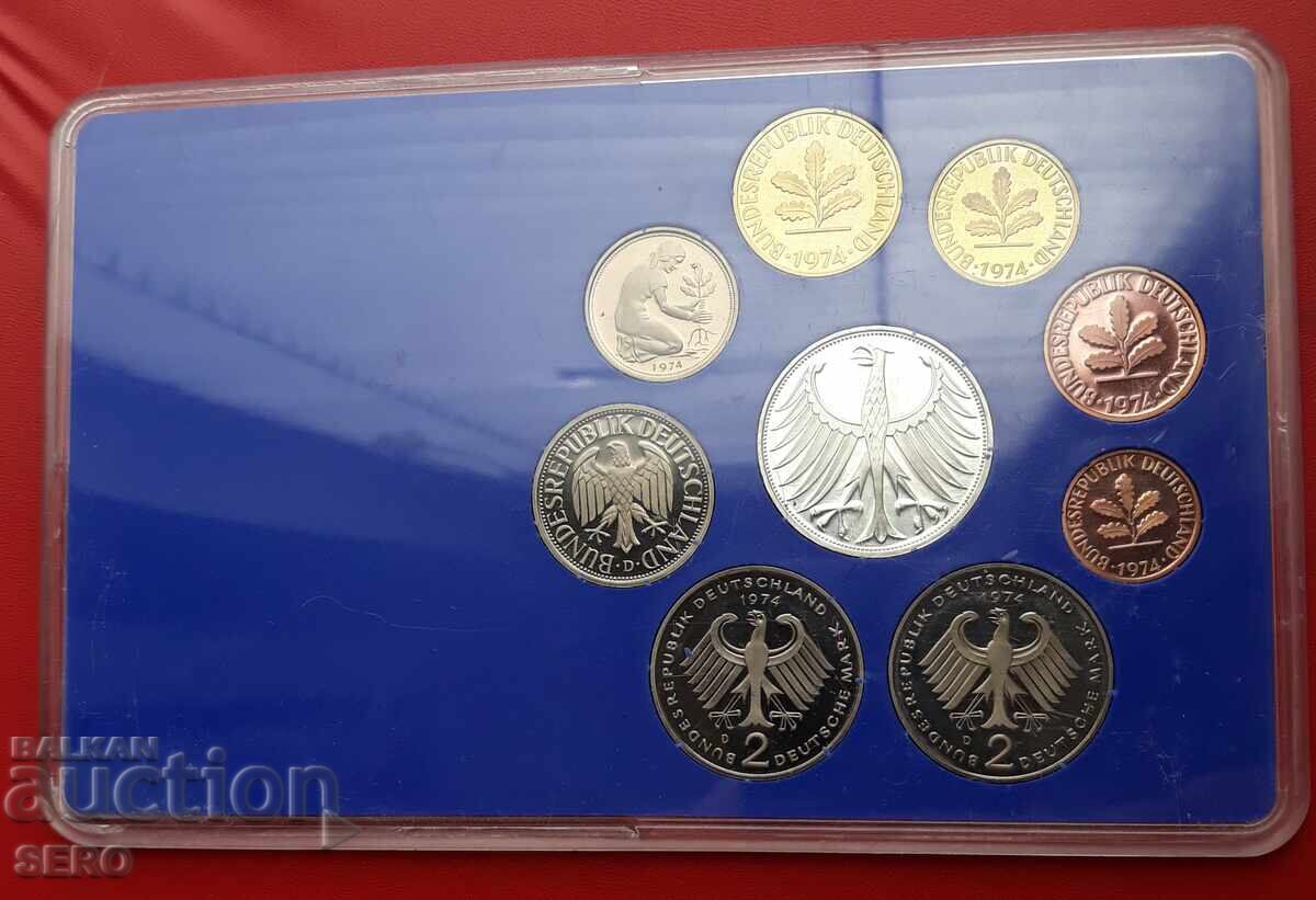 Licitație Germania - SET 1974 din 9 monede / 5 mărci 1974 argint