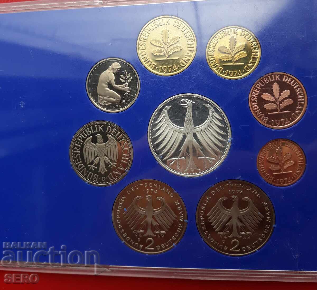 Livrarea Germania - SET 1974 din 9 monede / 5 mărci 1974 argint