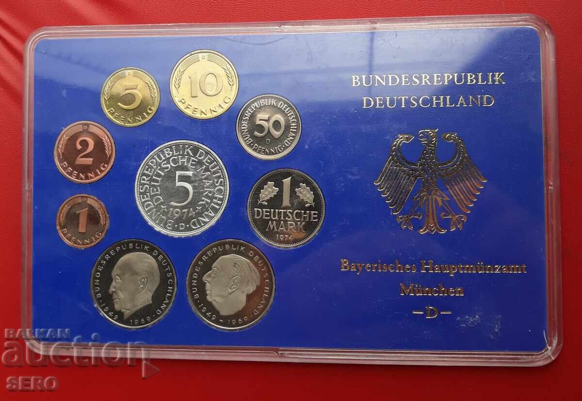 Germania - SET 1974 din 9 monede / 5 mărci 1974 argint