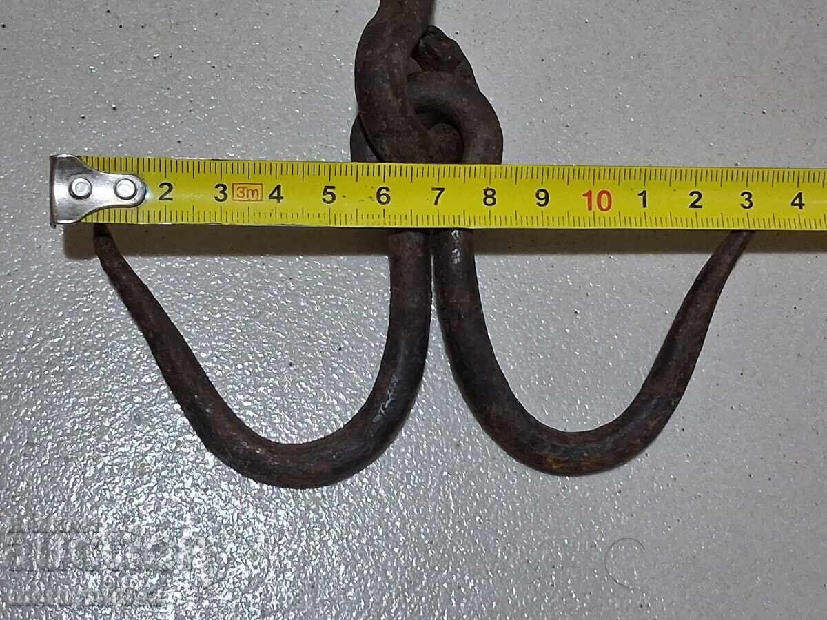 Δημοπρασία Γάντζος από σφυρήλατο σίδερο αντίκες, διπλός γάντζος