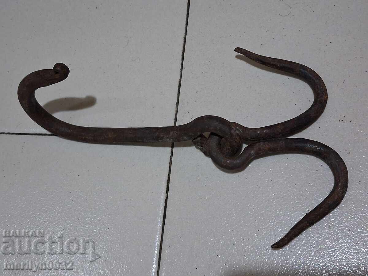 Γάντζος από σφυρήλατο σίδερο αντίκες, διπλός γάντζος - 6