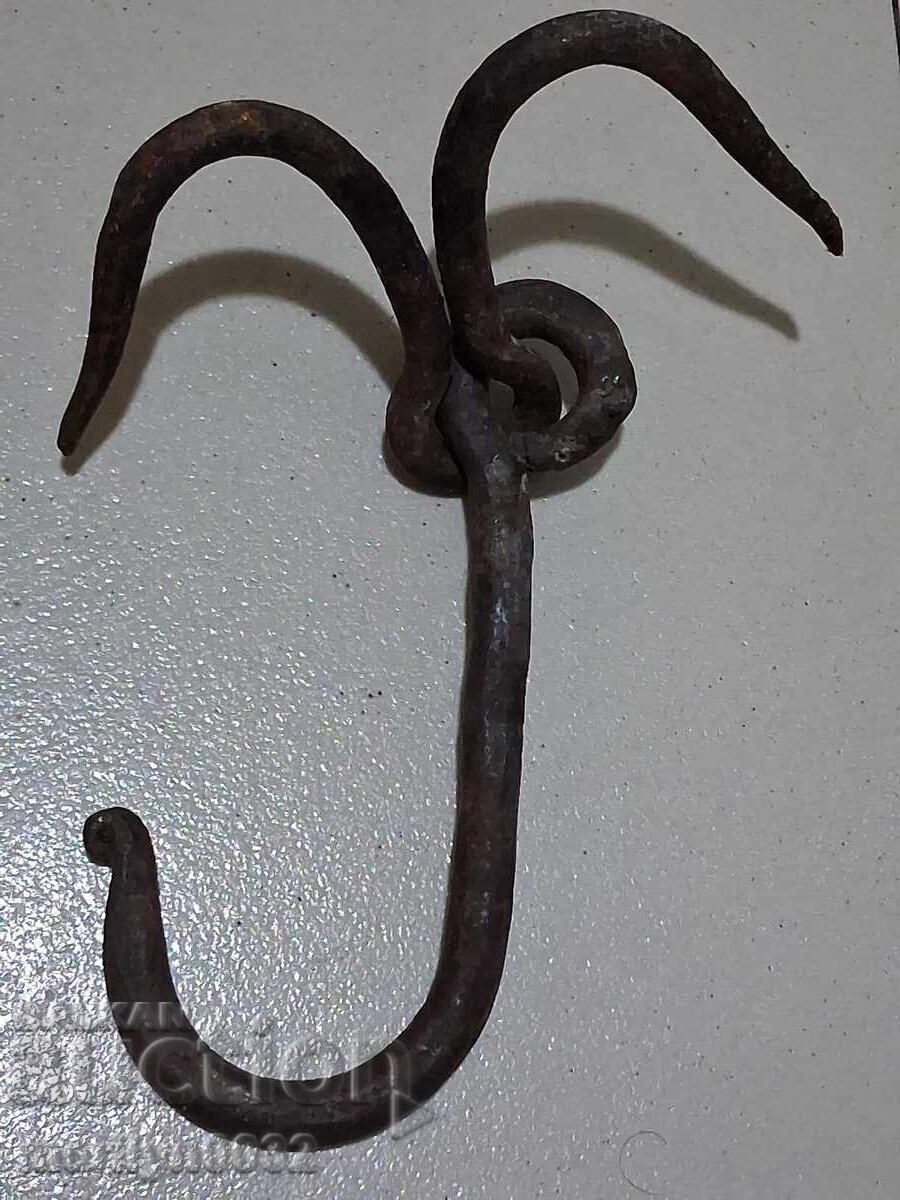 Γάντζος από σφυρήλατο σίδερο αντίκες, διπλός γάντζος - 7