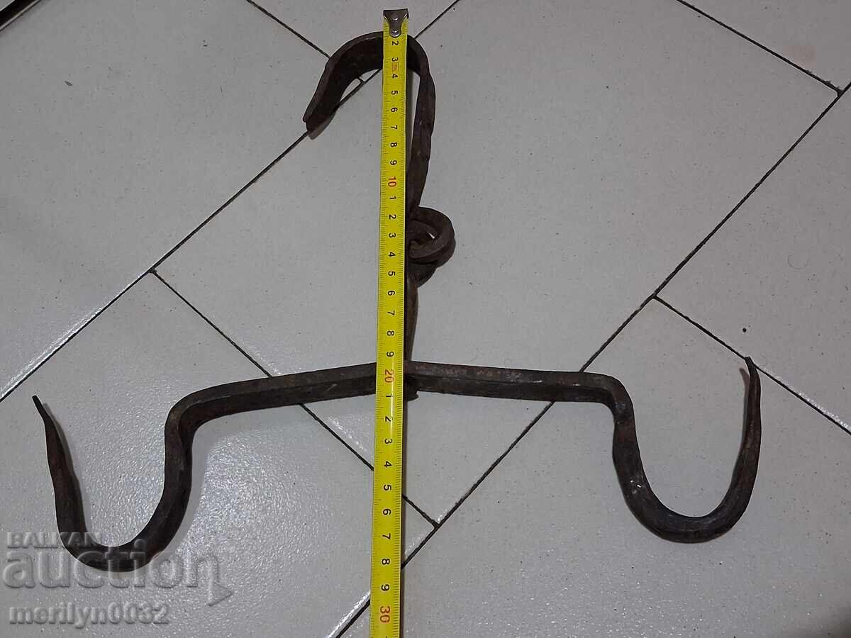 Παράδοση Γάντζος από σφυρήλατο σίδερο αντίκες, διπλός γάντζος Παράδοση Γάντζος από σφυρήλατο σίδερο αντίκες, διπλός γάντζος