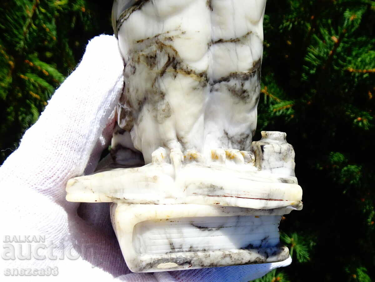 Statuette, figure Owl, Owl made of marble - 6