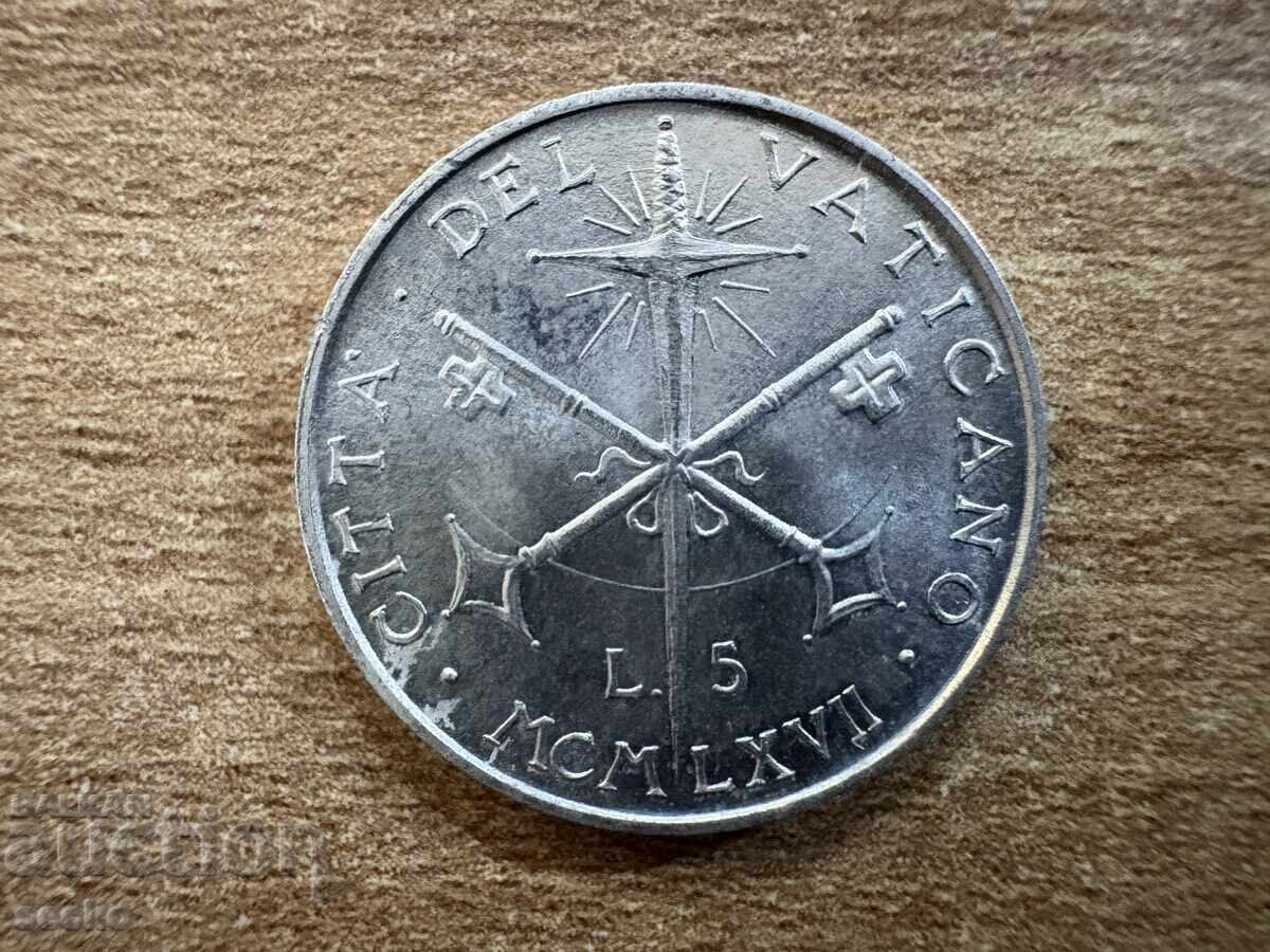 Vatican City - 5 Lire (1967)