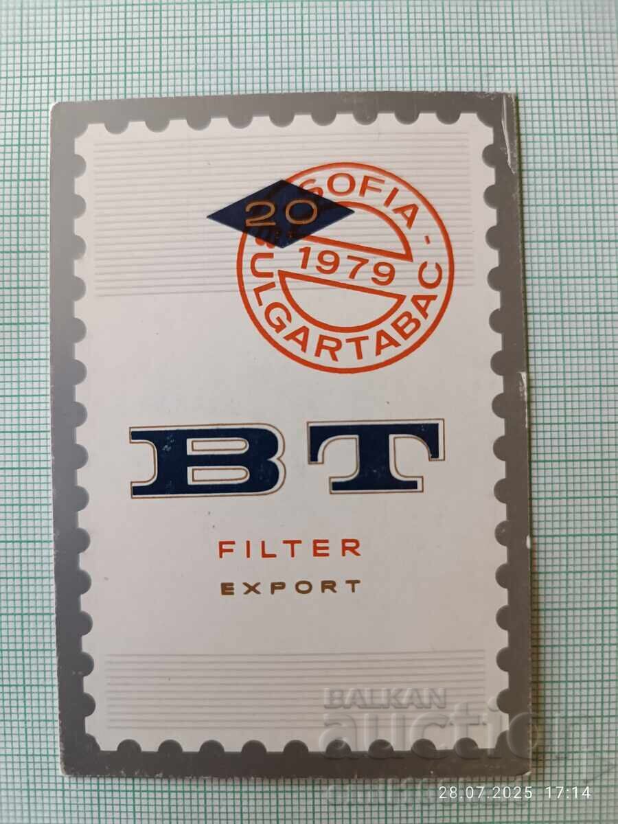 Calendar de publicitate pentru țigări BT Bulgartabac 1979 Calendar de publicitate pentru țigări BT Bulgartabac 1979