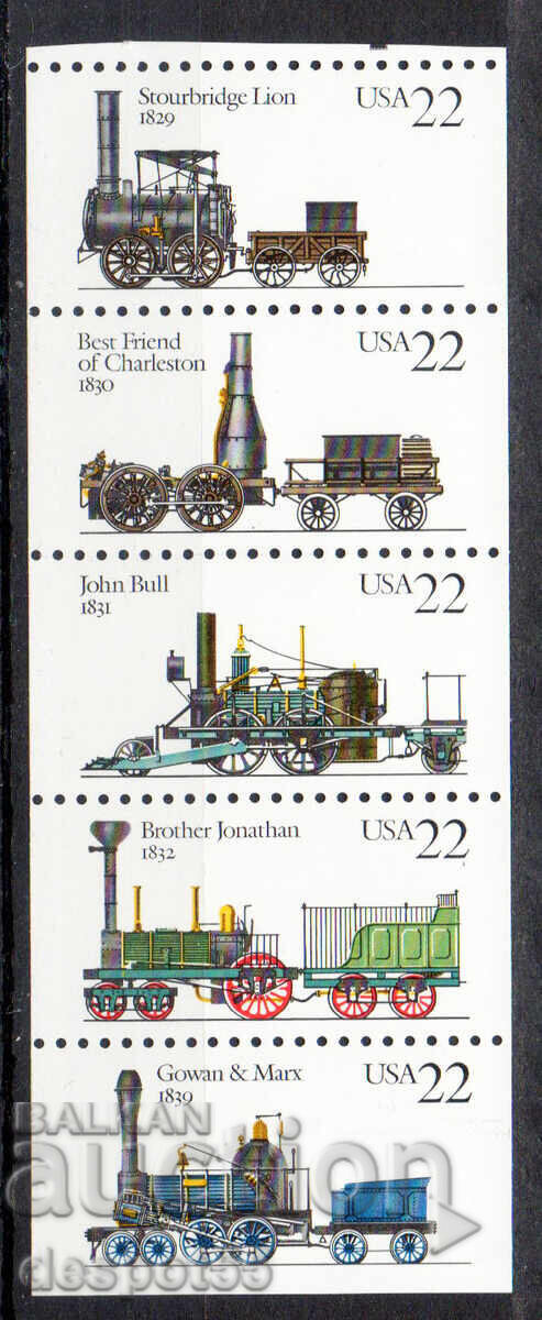 1987. USA. Locomotives. Strip x5