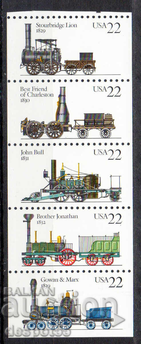 1987. USA. Locomotives. Strip x5