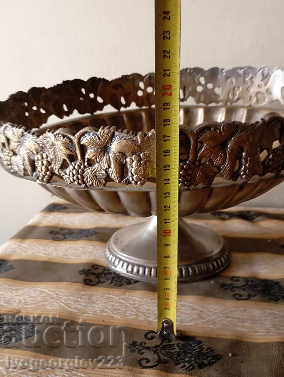 Ασημένια ορειχάλκινη φρουτιέρα Art Deco - 5