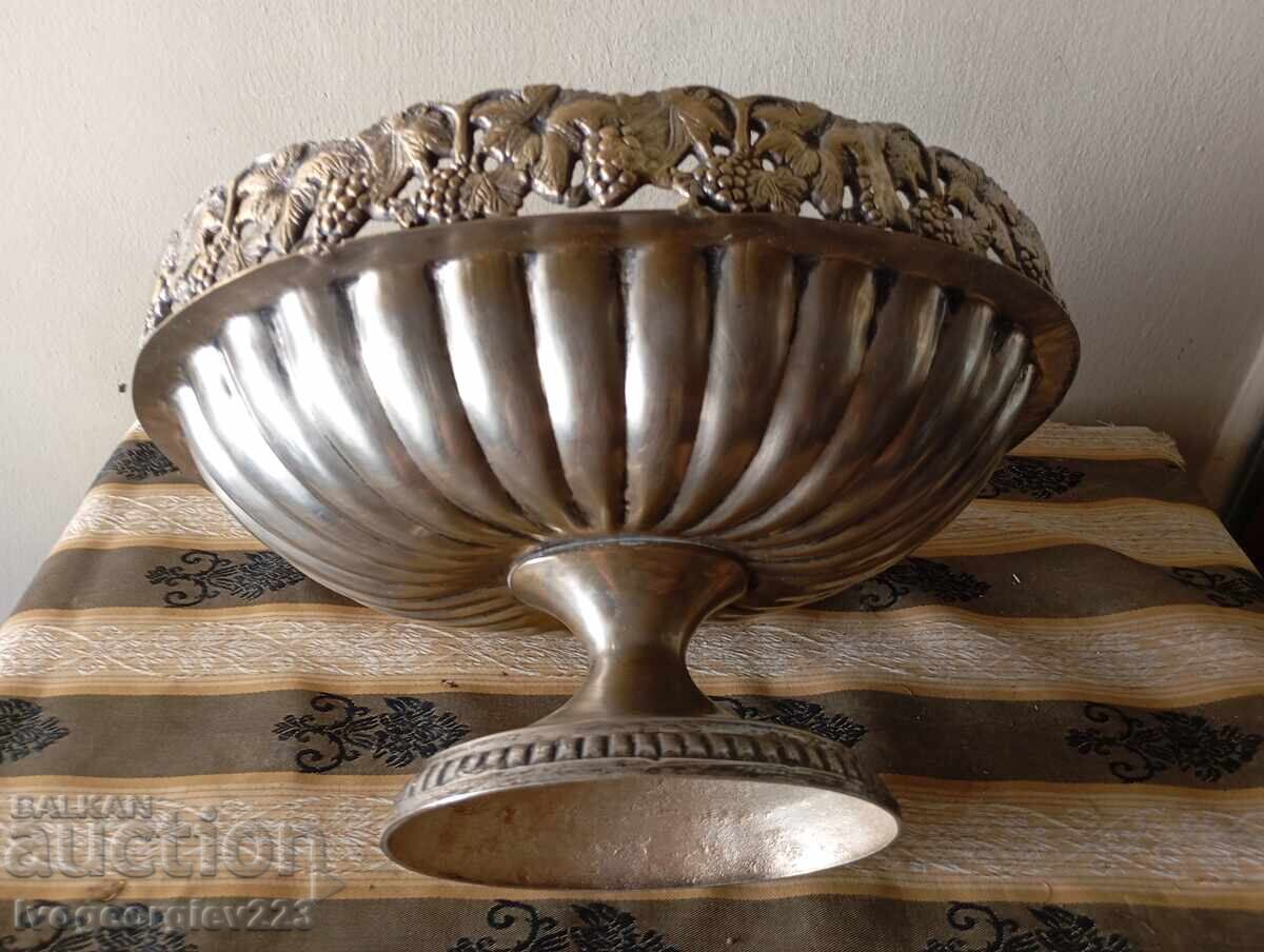 Ασημένια ορειχάλκινη φρουτιέρα Art Deco - 6