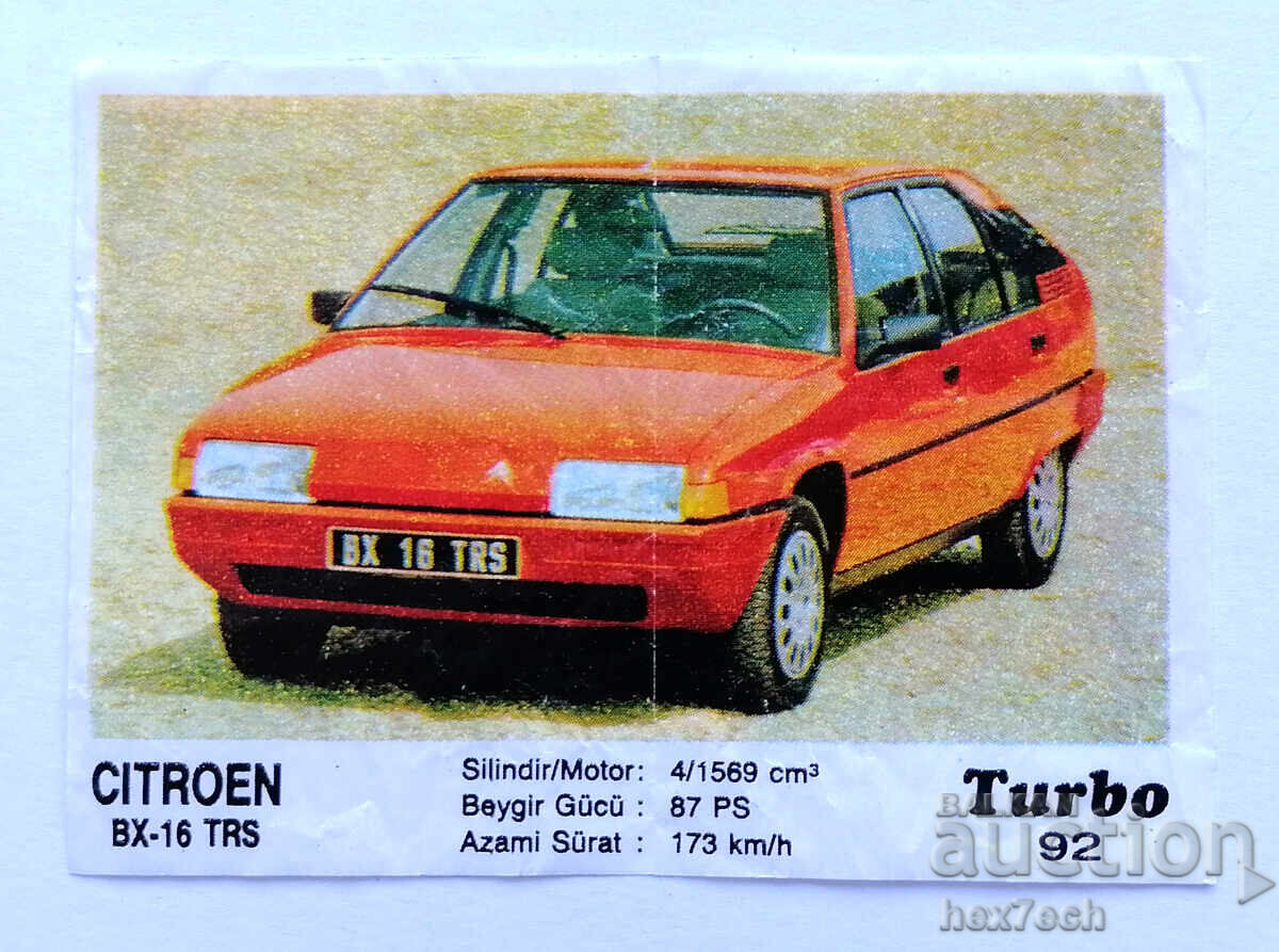 ❤️ ⭐ Картинка Turbo Турбо черно 92 Citroen  BX-16 TRS ⭐ ❤️