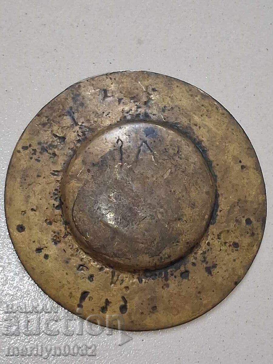 Δημοπρασία Παλιό σαχάνι μπρούτζινο πιάτο Κωνσταντινούπολη εικονιστικό σκεύος