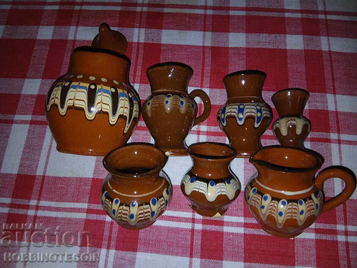 Licitație CERAMICĂ TROIANĂ NOUĂ 7 buc VAZĂ MICĂ CANĂ ZAHARNIȚĂ