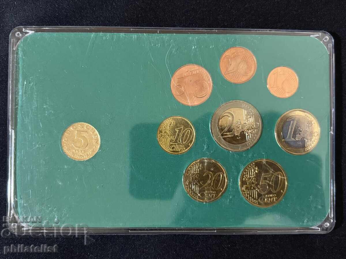 Auction Austria 2002 - Euro set from 1 cent to 2 euro + 5 groschen 1978 Auction Austria 2002 - Euro set from 1 cent to 2 euro + 5 groschen 1978