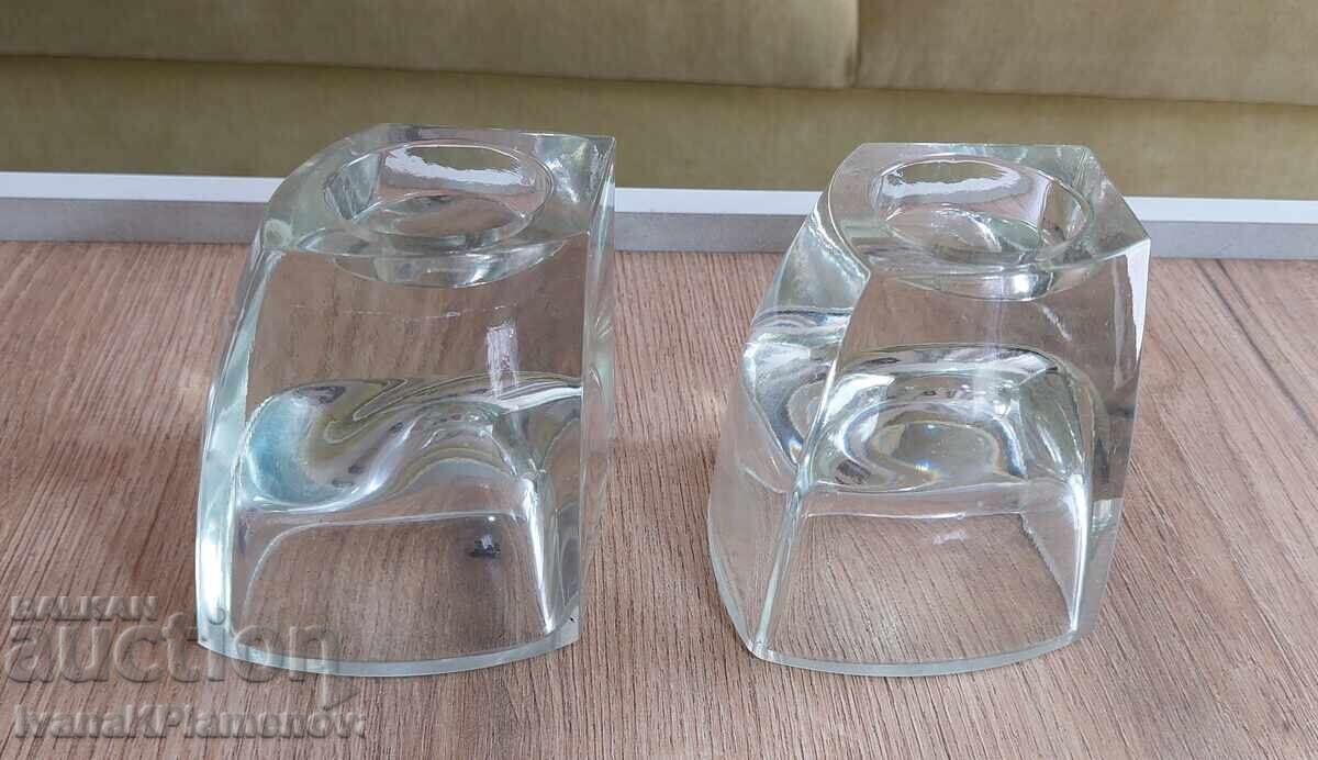 Licitație Sfeșnice din sticlă, două bucăți