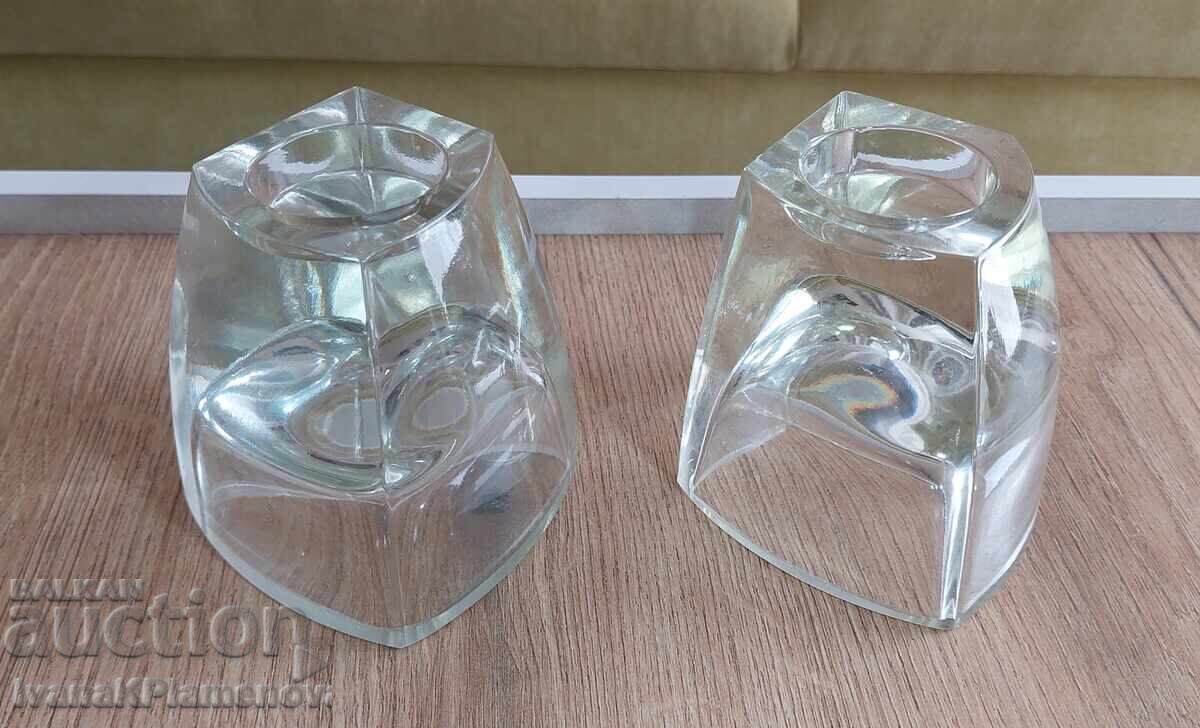 Sfeșnice din sticlă, două bucăți