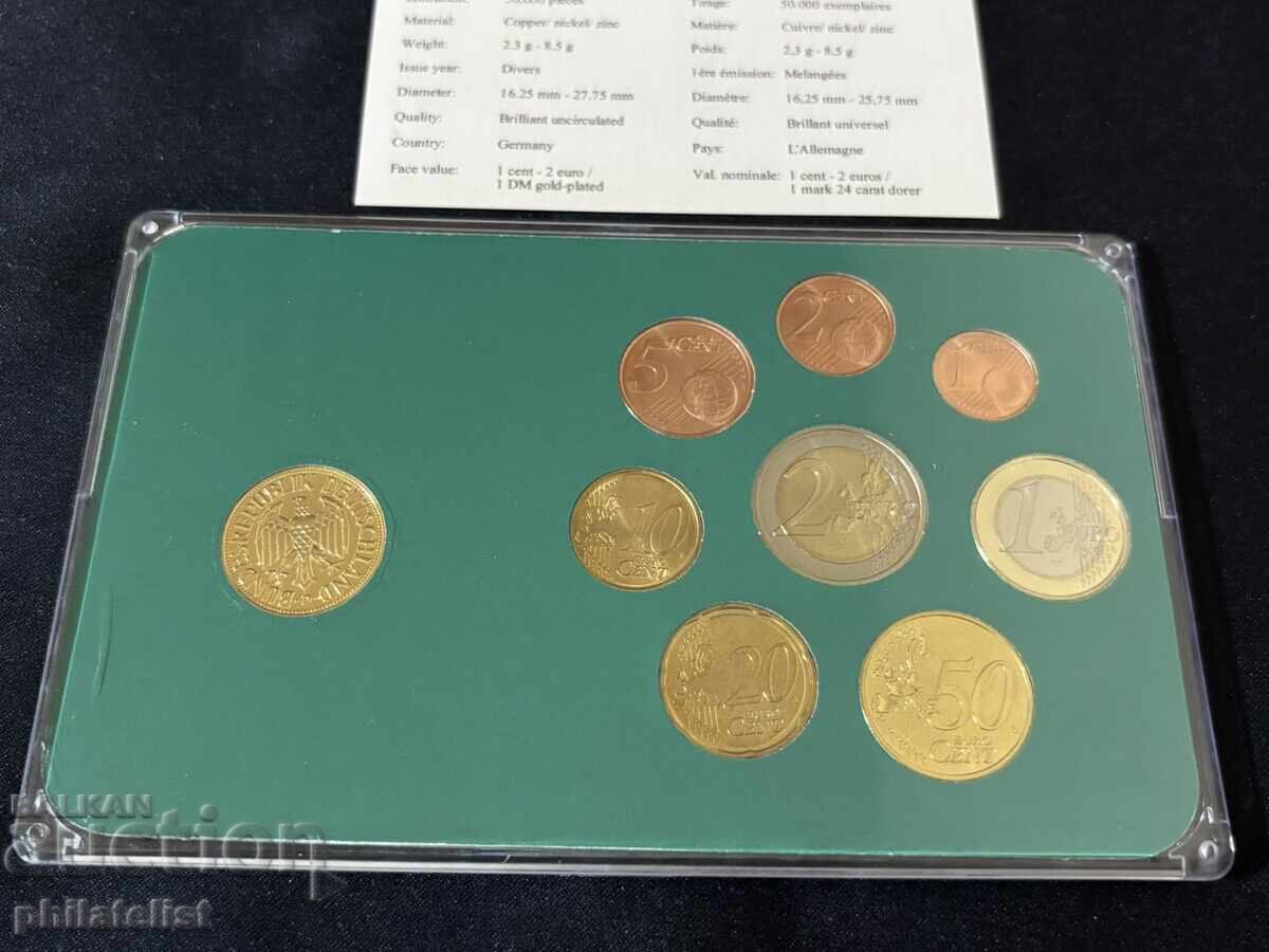 Аукцион Германия 2003-2019-Евро сет от 1 цент до 2 евро + 1 DM 1950