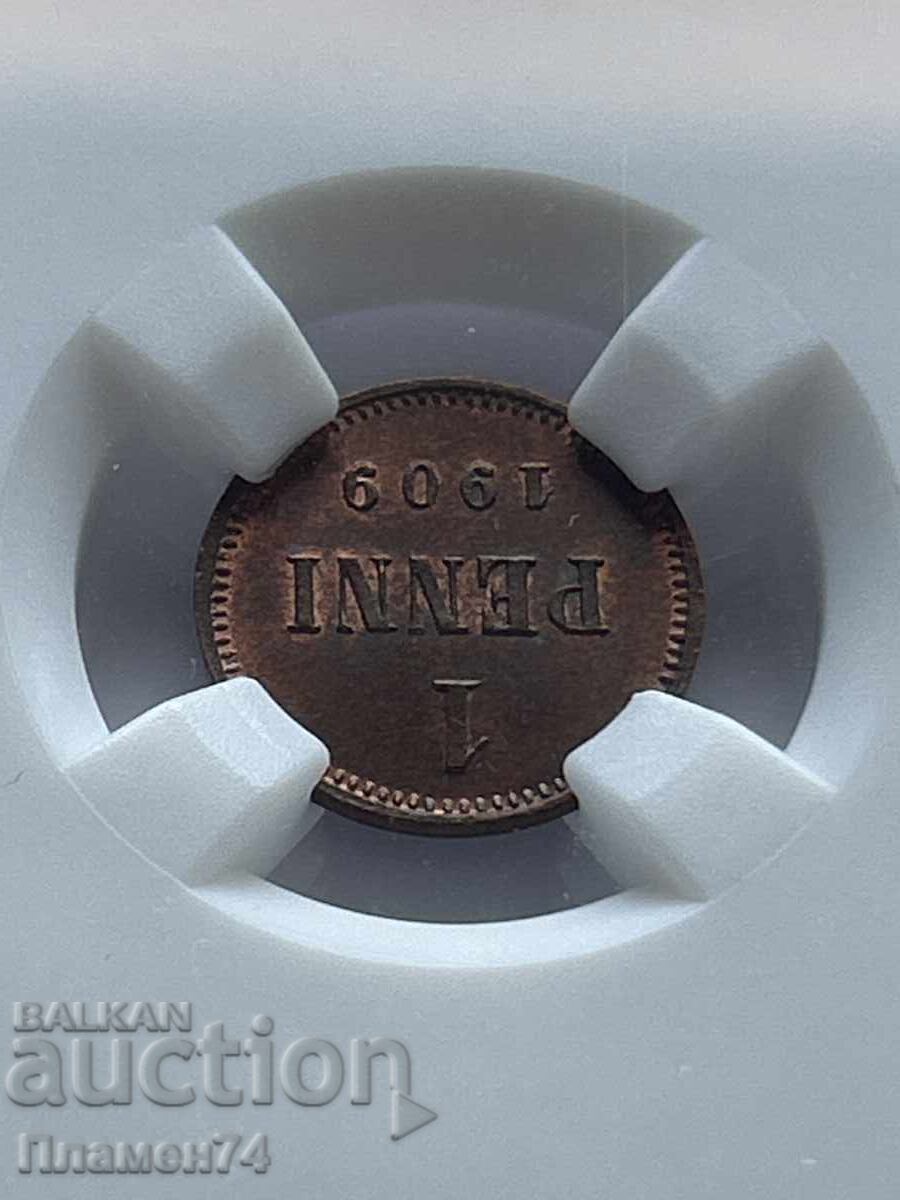 Аукцион 1 пенни 1909 MS63RB Финландия