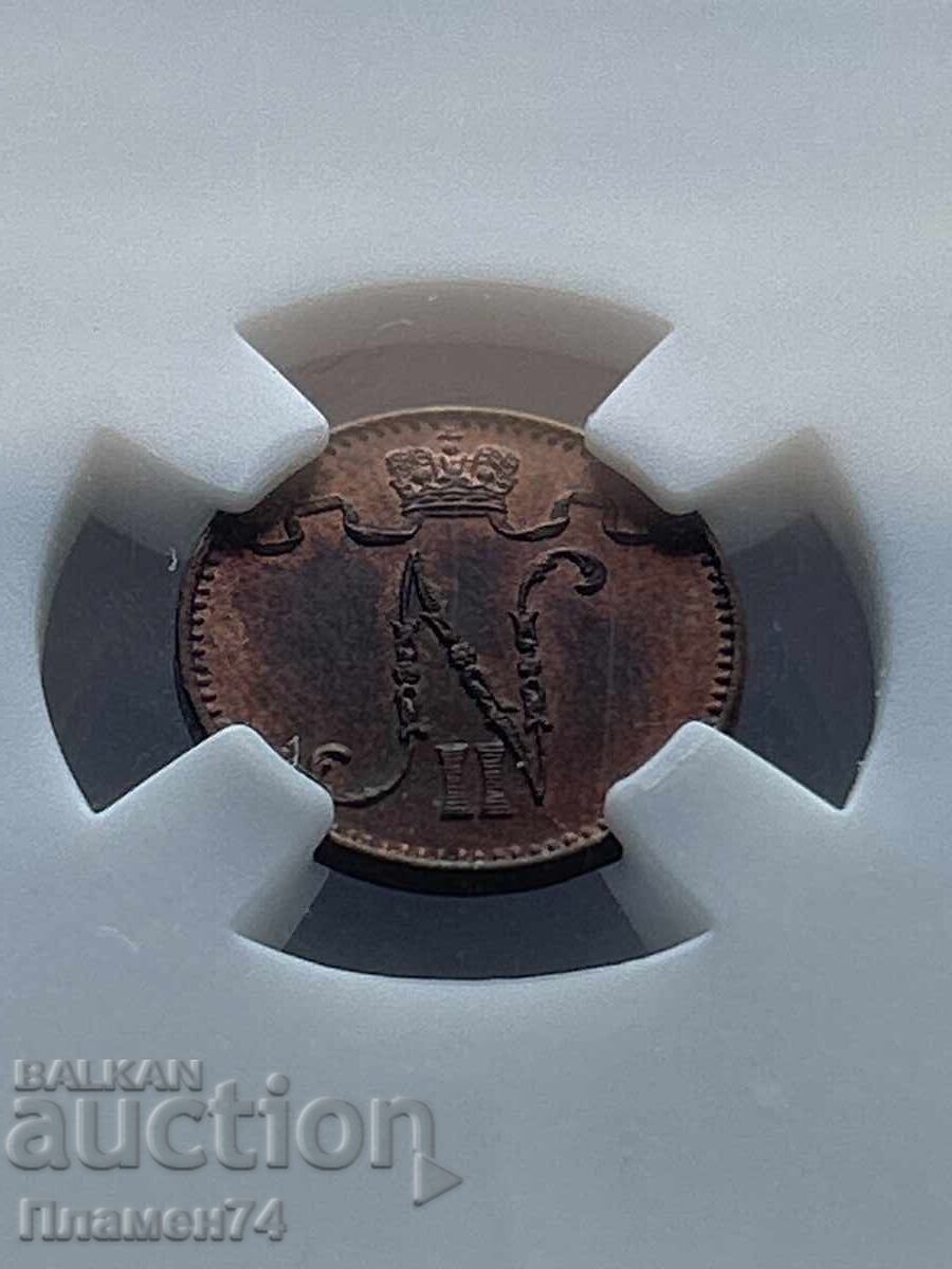 1 пенни 1909 MS63RB Финландия - 5